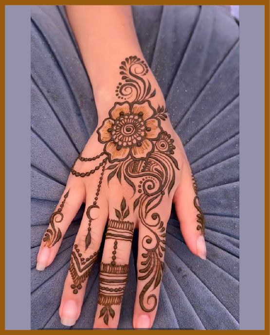 Aesthetic Mandala With Bold Center Design For Back Hand Asthetic Back Hand Mehndi Design